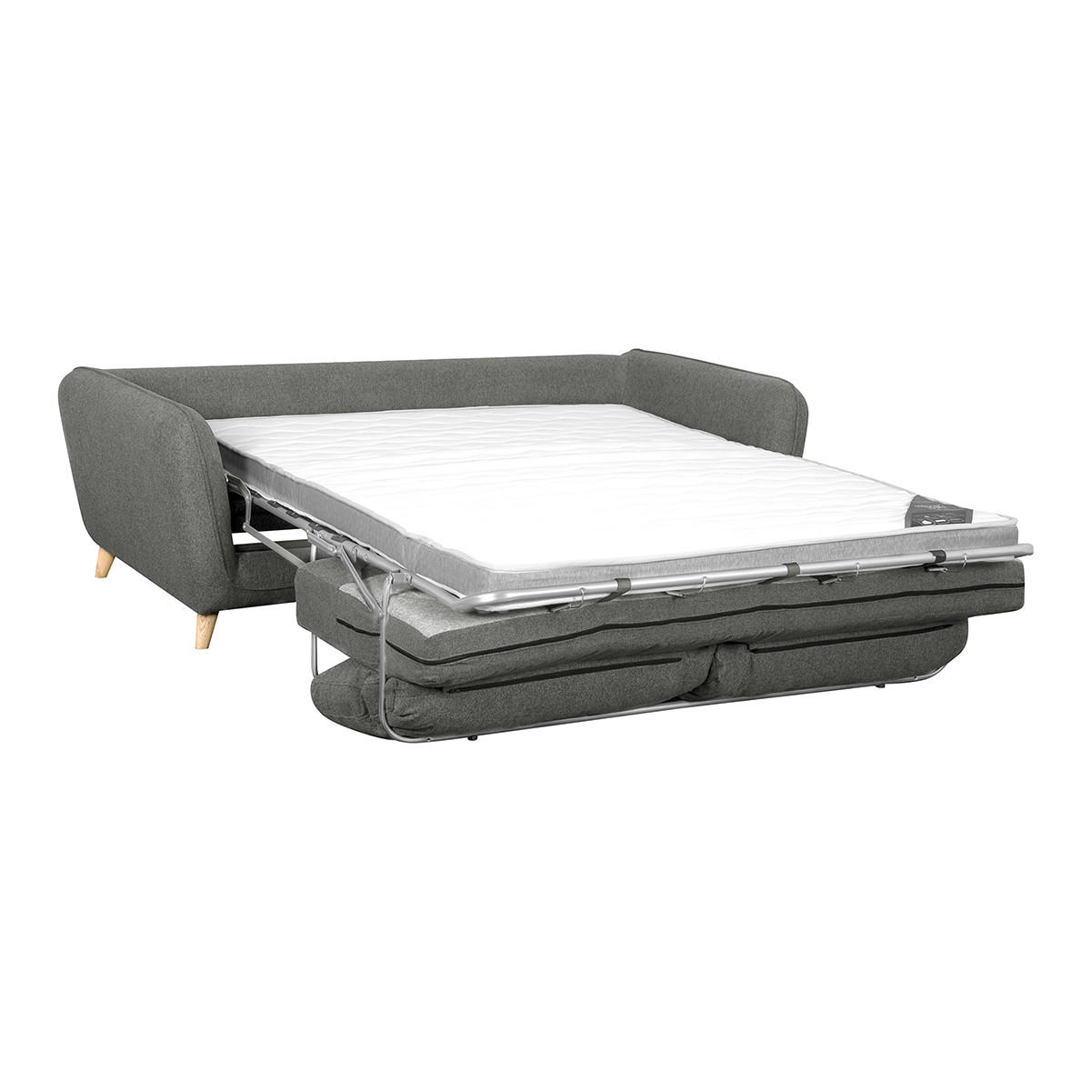 SCHLAFSOFA Skandinavisch 3-Sitzer Grau Anthrazit CREEP - Dunkelgrau, Textil (103/81/201cm) - Miliboo