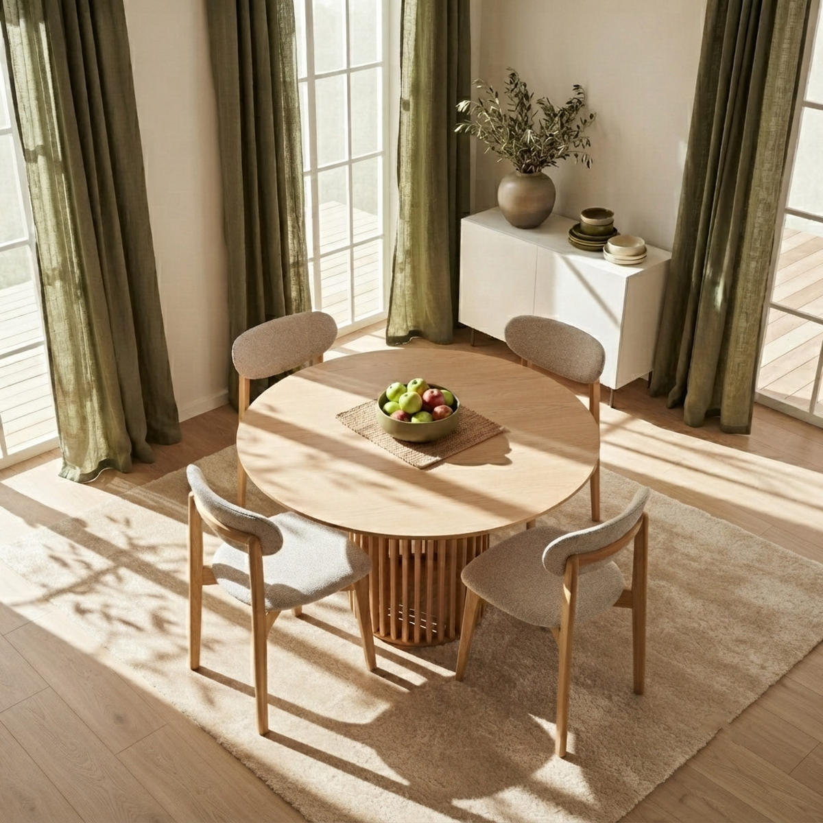 ESSTISCH Franz, Natur Massiveiche, Ø130 cm - Beige, Holz (130/130/76cm) - WOODEK