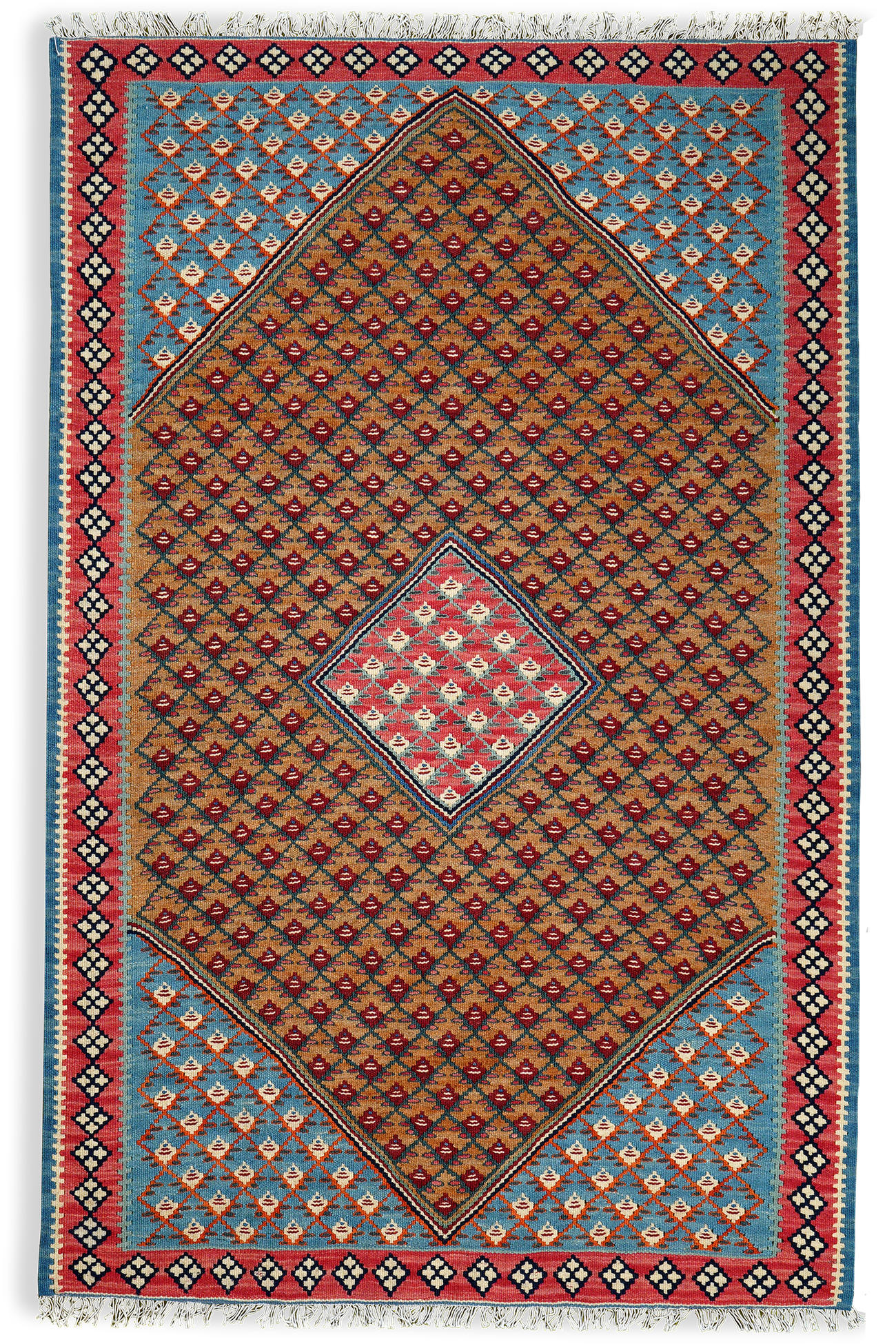 HANDWEBTEPPICH Kelim Senneh Braun 157/100 cm Schurwolle - Braun, Textil (100/157cm) - Looma