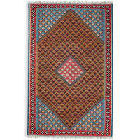 HANDWEBTEPPICH Kelim Senneh Braun 157/100 cm Schurwolle - Braun, Textil (100/157cm) - Looma