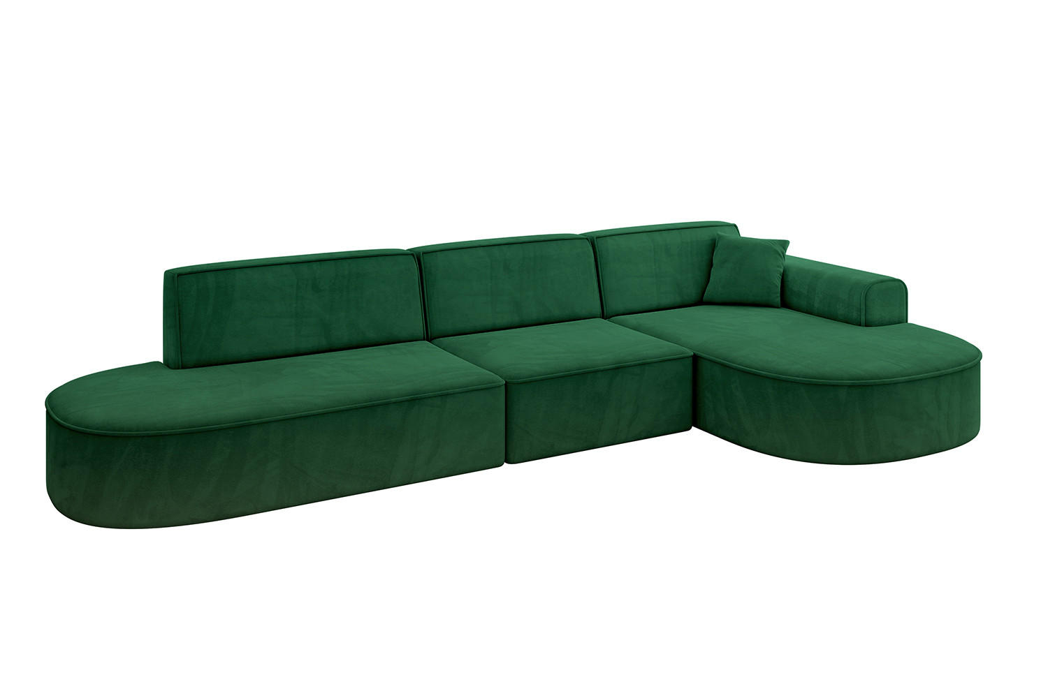 ECKSOFA Ottomane Rechts MARI-L2 - 328x171x79 cm Dunkelgrün Velours - Dunkelgrün/Schwarz, Holzwerkstoff/Kunststoff (171/328cm) - ALTDECOR