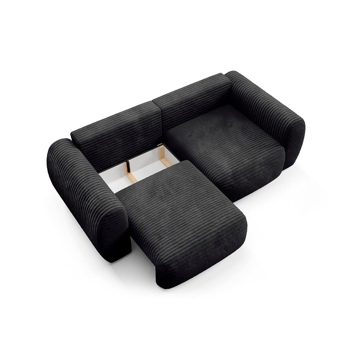 SOFA Camilla 3 Sitzplätze Schwarz - Schwarz, Holz (266/95/121cm) - Petits-meubles