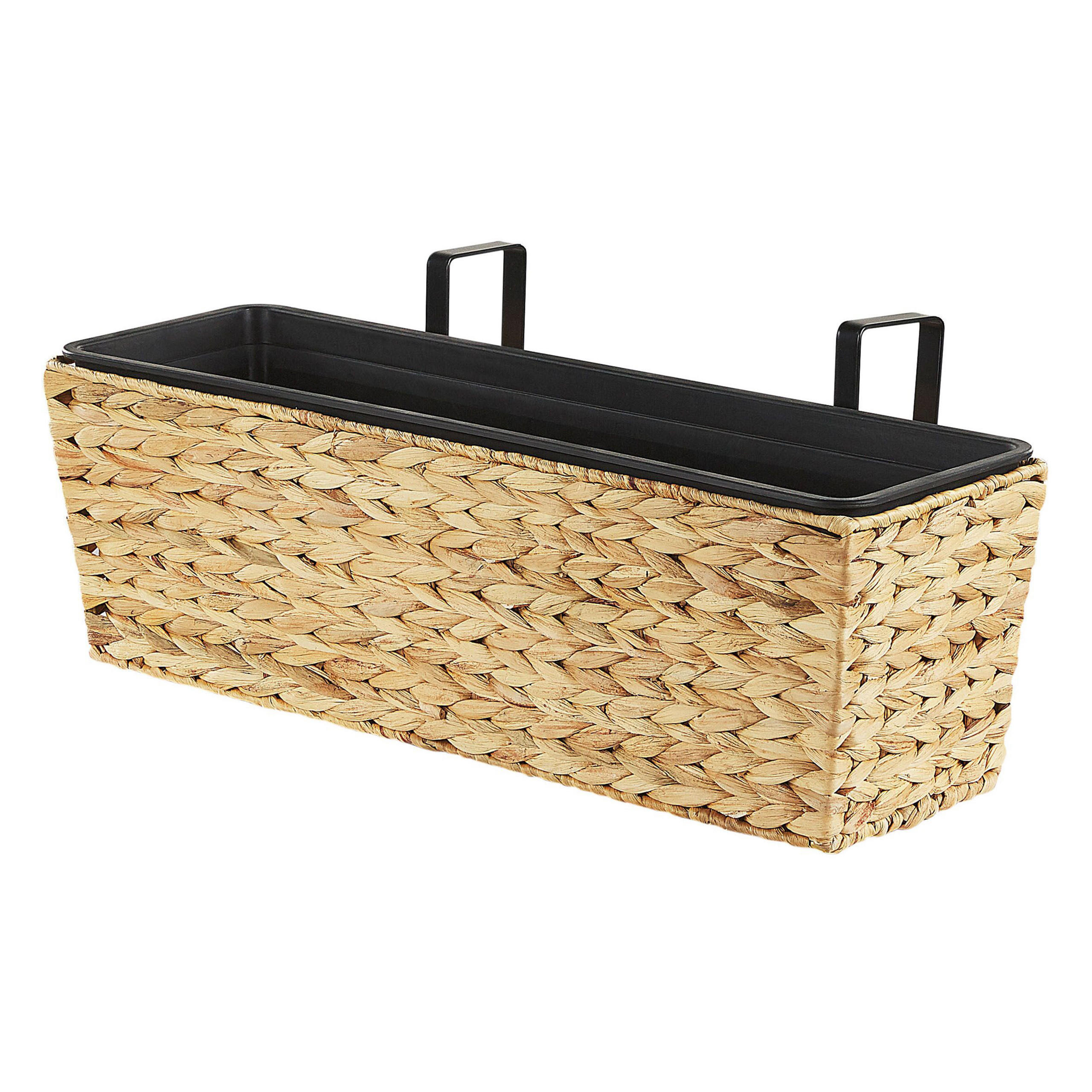 BLUMENTOPF sandbeige rechteckig 60/20/18 cm Kawala - Beige, Naturmaterialien (20cm) - Beliani