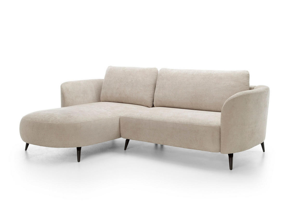 ECKSOFA VICO Beige Chenille mit Schlaffunktion - Beige, Holz (260/180cm) - MASSENO