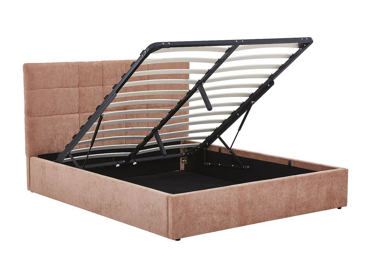 BETT mit Bettkasten - 2 Personen - stoff - terracotta Hopeya - Terracotta, Textil (160/200cm) - Vente-Unique