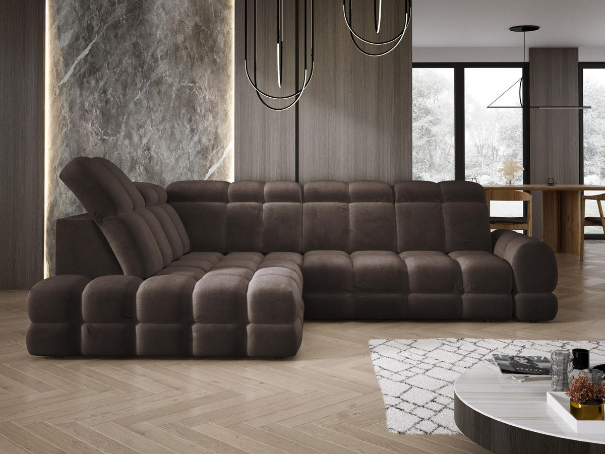 ECKSOFA TOLLO Salvador-stoff L-form 302x217x105 cm grau - Hellgrau, Holz/Textil (302/217cm) - DomoHome