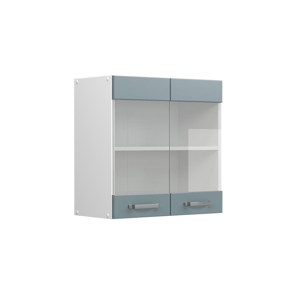 KÜCHENGLASSCHRANK R-Line Blau-Grau 60 cm - Blaugrau/Weiß, Holzwerkstoff (60/60/31cm) - Vicco