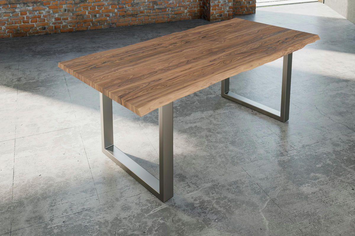 ESSTISCH LAUREN - Beige/Silberfarben, Holz/Metall (100/220/77cm) - SAM