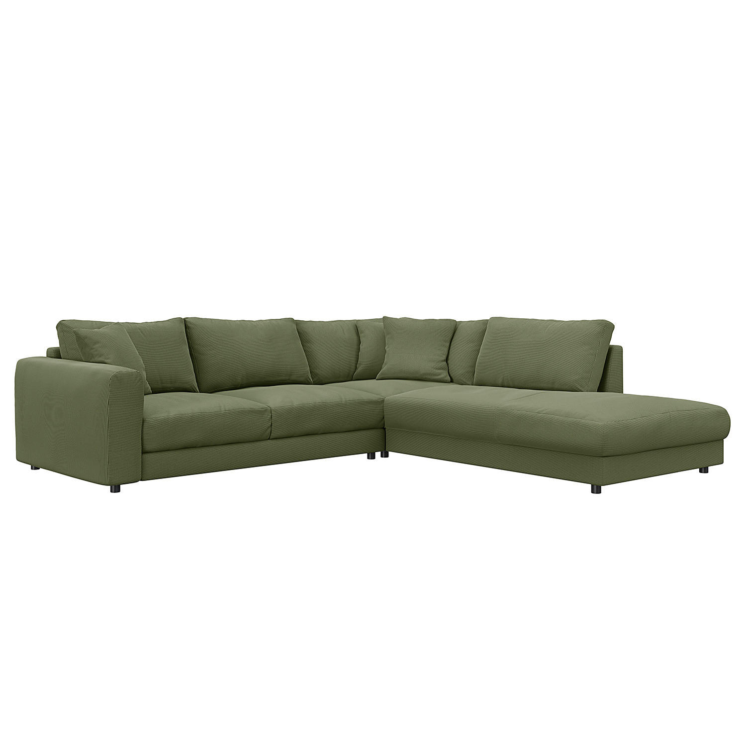 ECKSOFA mit Ottomane - Schwarz/Grün, Textil (267/254cm) - home24