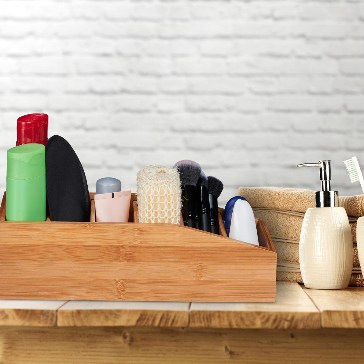 AUFBEWAHRUNGSBOX - Hellbraun, Holz (35/14/10cm) - Relaxdays