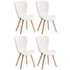 STUHL 4er Set Lederlook weiß - Eukalyptusholzfarben/Weiß, Holz/Textil (50/88/63cm) - CLP