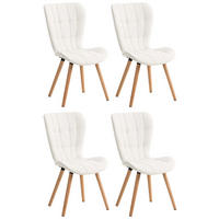 STUHL 4er Set Lederlook weiß - Eukalyptusholzfarben/Weiß, Holz/Textil (50/88/63cm) - CLP