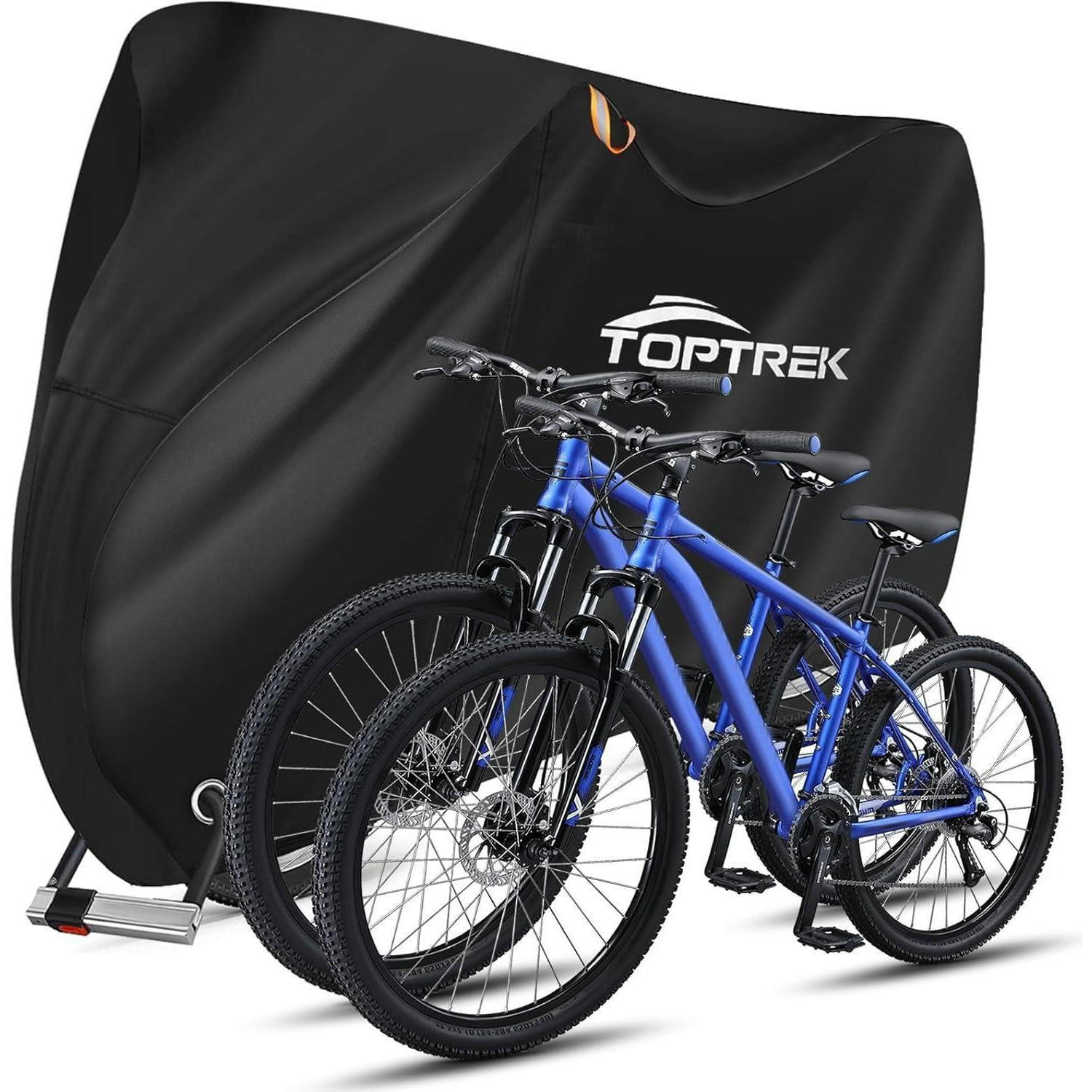 FAHRRADABDECKUNG für 2 Fahrräder aus 210D Oxford-Gewebe mit Nahtband, wasserdicht - Schwarz, Textil (110/95/210cm)