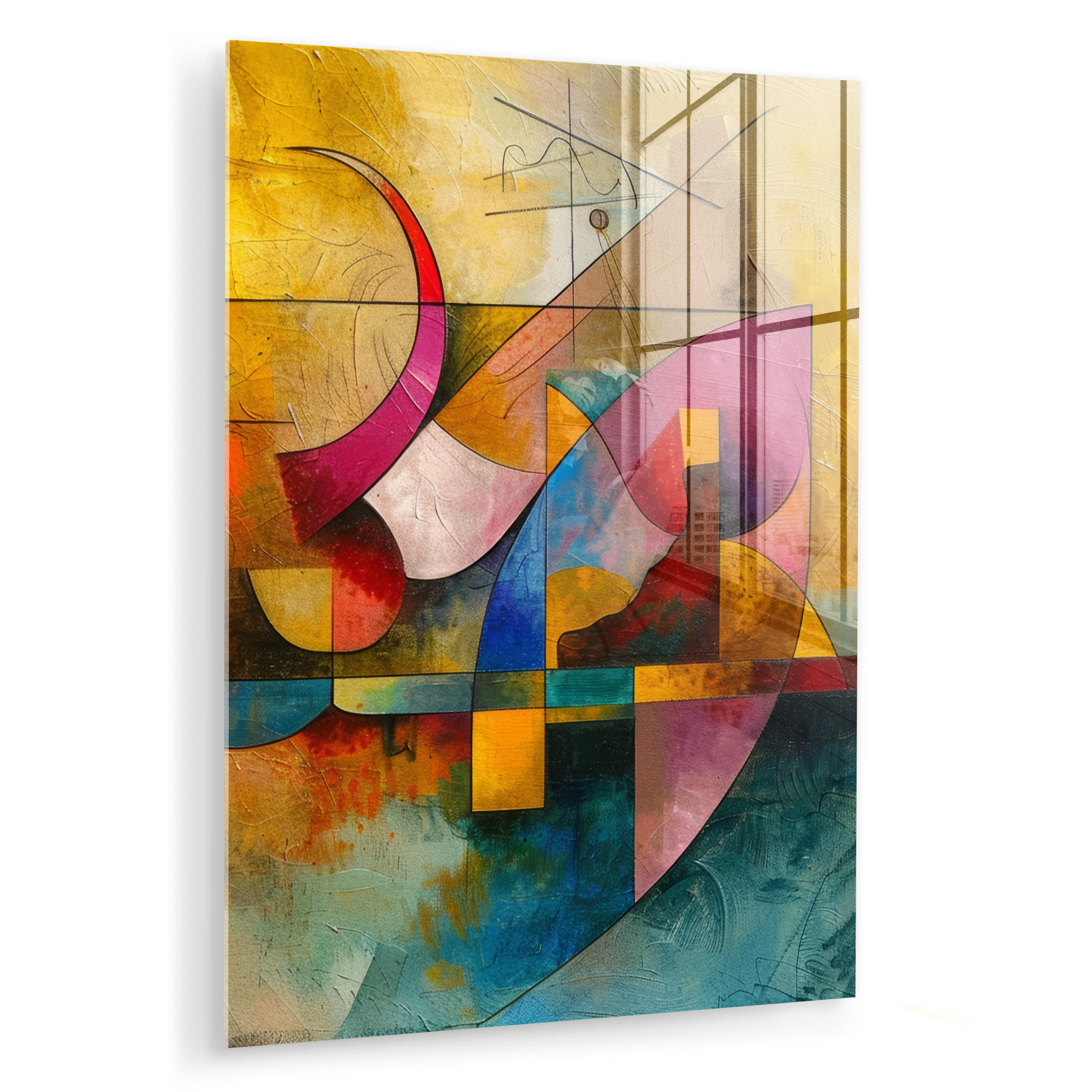 ACRYLGLASBILD Kunst - Abstrakt - Modern 60x80 cm - Gelb, Glas (60/80cm) - MuchoWow