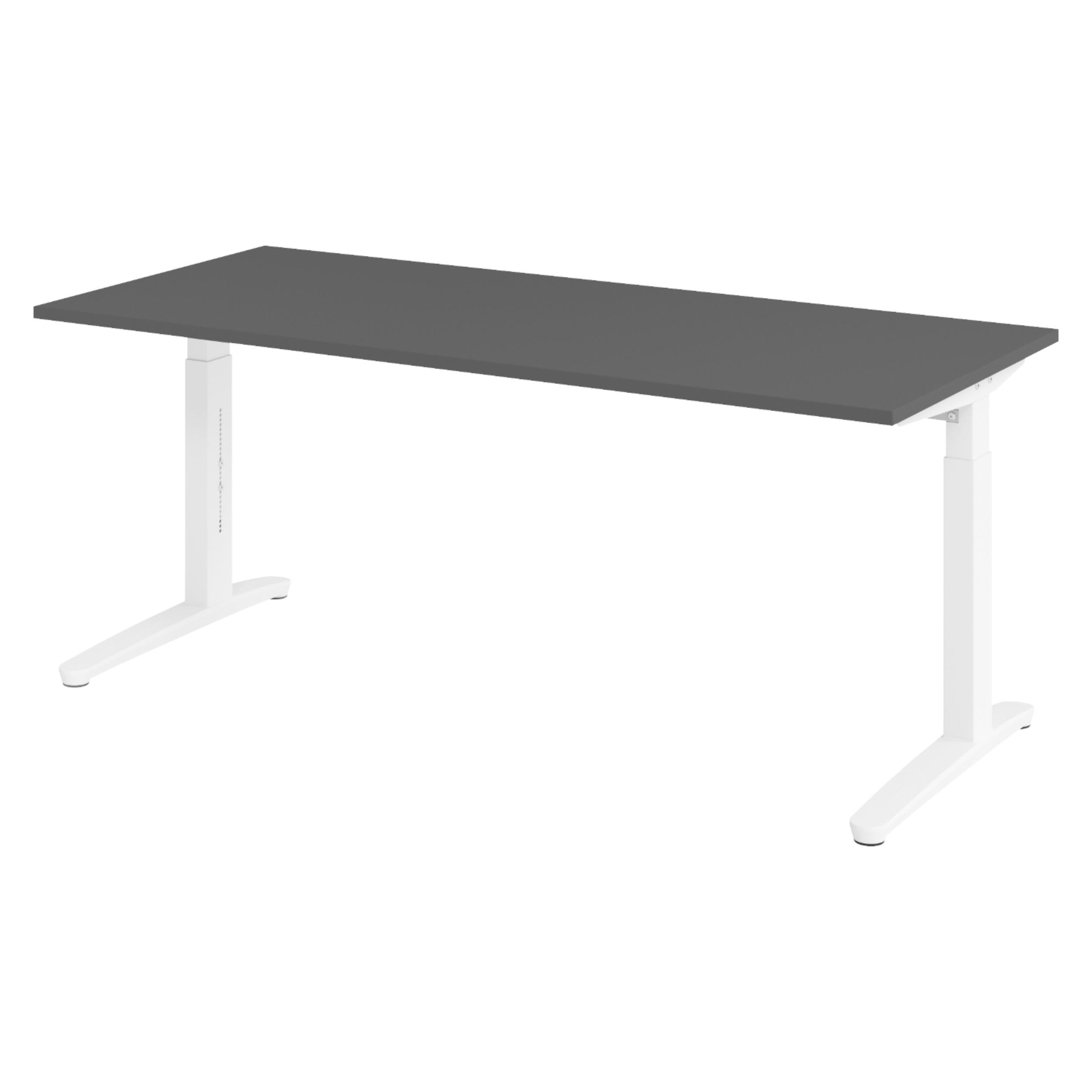 bümö Schreibtisch Graphit, Weiß 180x74x80 cm