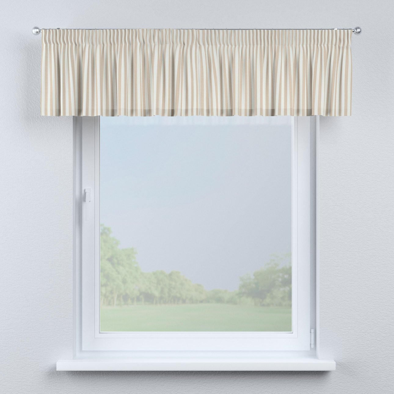 KURZGARDINE Quadro mit Kräuselband, braun und weiß, 130x40 cm - Beige, Textil (130/40cm) - Dekoria