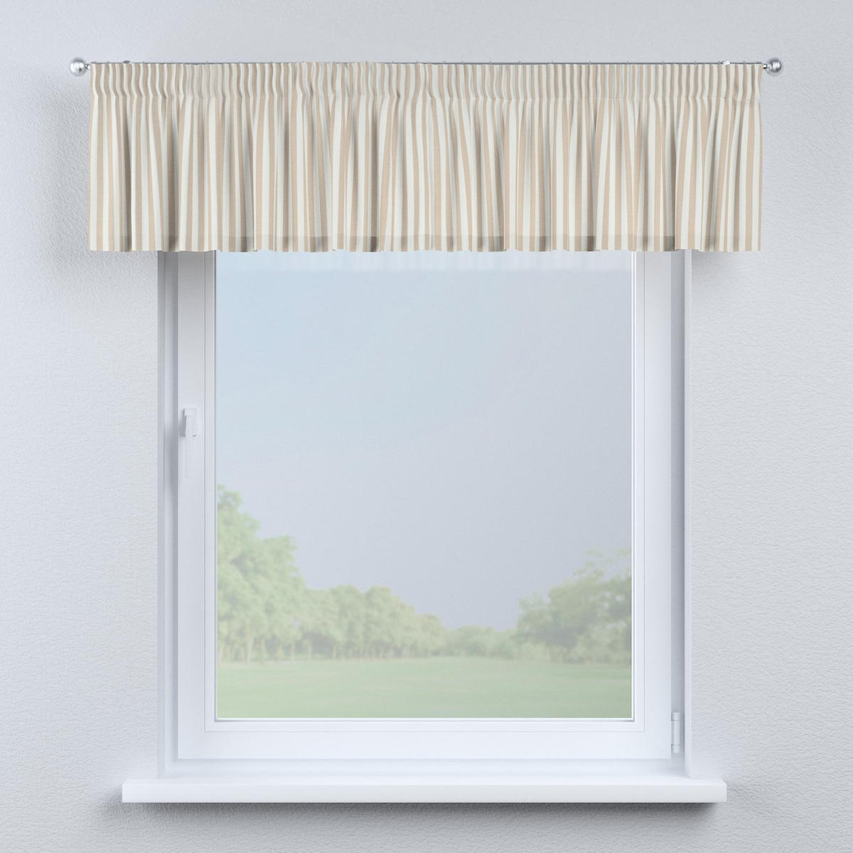 KURZGARDINE Quadro mit Kräuselband, braun und weiß, 390x40 cm - Beige, Textil (390/40cm) - Dekoria