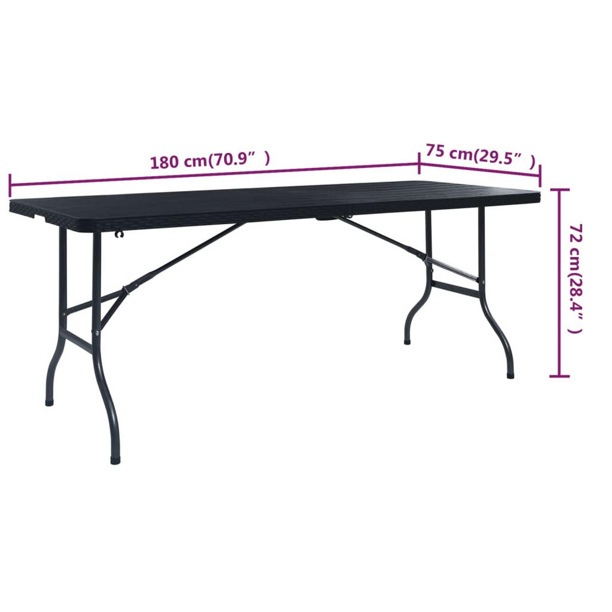 GARTENTISCH Tischlan 75/72/180 cm - Schwarz, Naturmaterialien (180/75/72cm) - ZMH