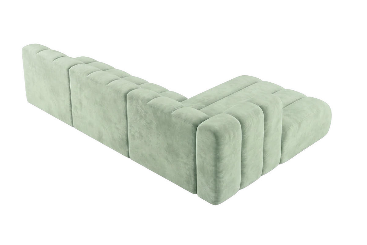 ECKSOFA Modulares In L-Form, Velvet-Stoff Riviera, Mintz, Rechts, GRAND 295 cm - Mintgrün, Holz (295/179cm) - Kaiser Möbel