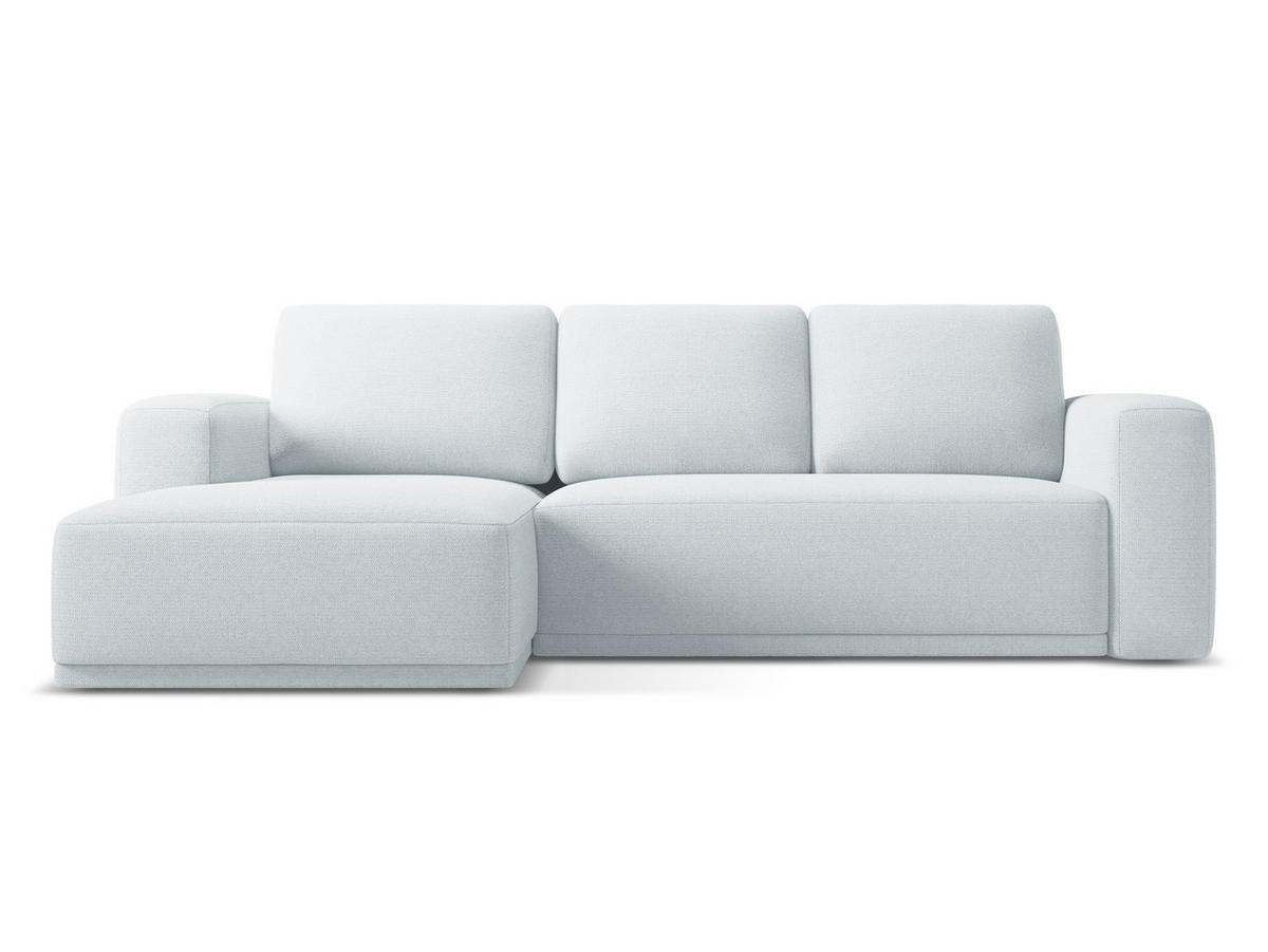 ECKSOFA mit Schlaffunktion Chenille Stoff Blau - Blau/Schwarz, Kunststoff/Textil (160/258cm) - Makamii