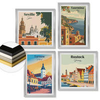 WANDBILDER 4er Set - 50x50 cm & 40x60 cm Silberner Rahmen - Architektur der Küstenstädte - Silberfarben, Kunststoff (50/50cm) - ArtPrintCave