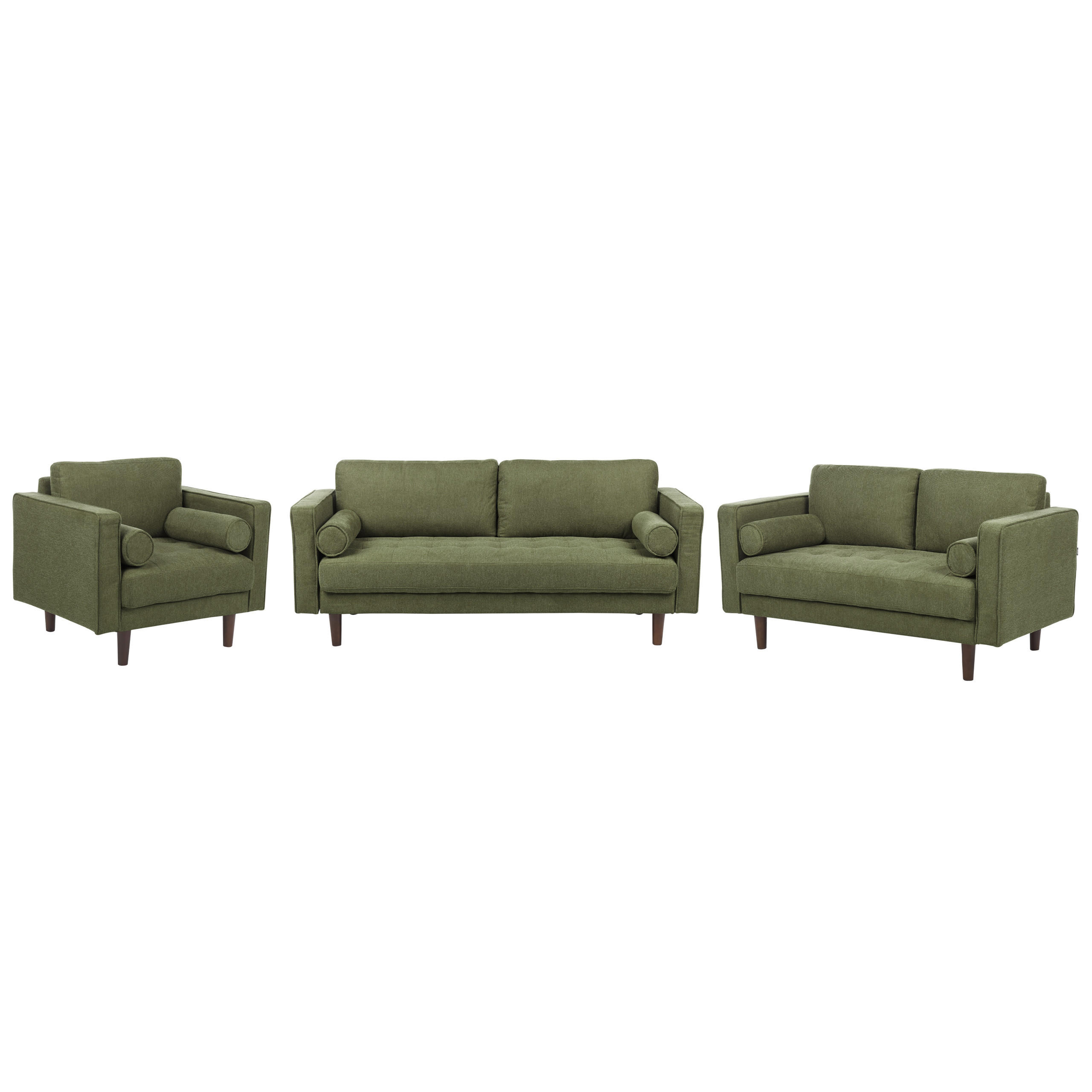 SOFA-SET 6-sitzer dunkelgrün Nurmo - Dunkelbraun/Grün, Textil (74/74/177cm) - Beliani