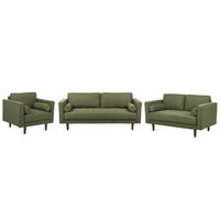 SOFA-SET 6-sitzer dunkelgrün Nurmo - Dunkelbraun/Grün, Textil (74/74/177cm) - Beliani
