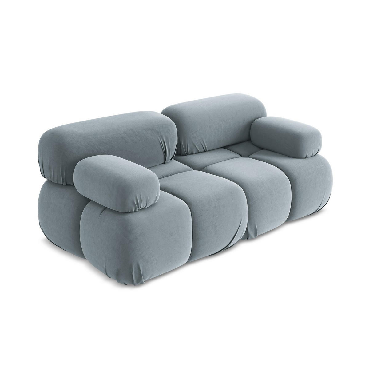 2-SITZER-SOFA Samt Stoff Blau - Blau/Schwarz, Kunststoff/Textil (190/70/96cm) - LaMiaSofa