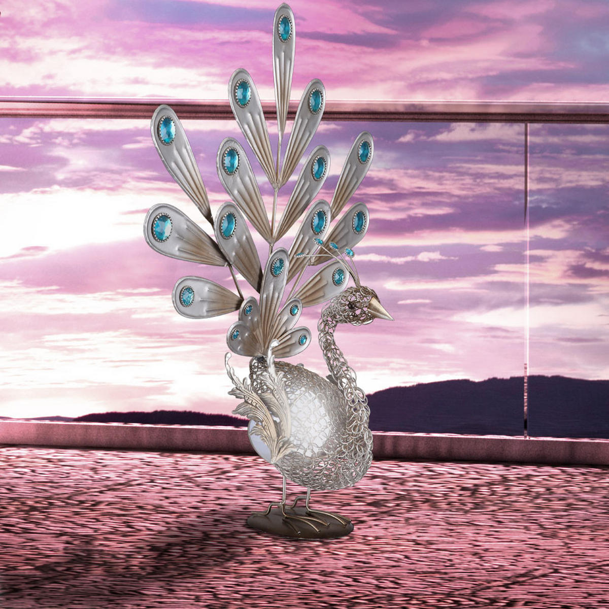 LED AUSSENLEUCHTE Solar Silber - Silberfarben, Metall (38/21.3/56.8cm) - Globo Lighting