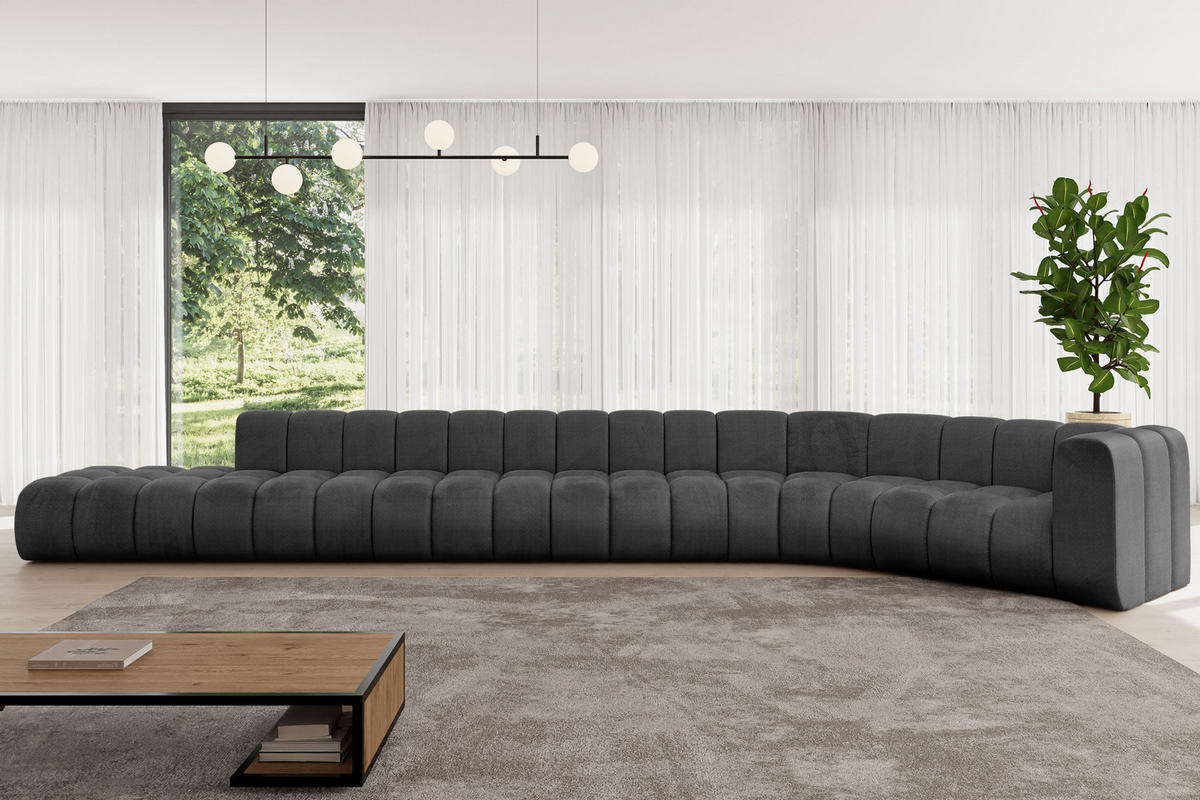 ECKSOFA modulares Sofa Tilmo-L3 - 581x194x70 cm Schwarz - Schwarz, Holzwerkstoff/Textil (581/194cm) - ALTDECOR