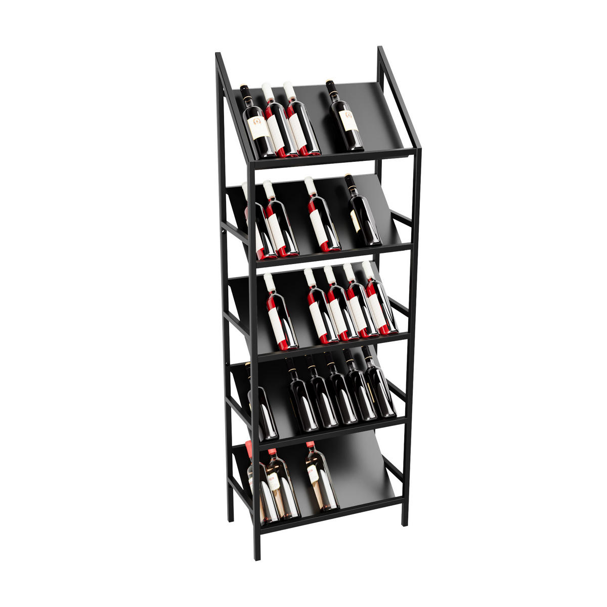 WEINREGAL für 35 Flaschen aus Metall, schwarz Bordeaux - Schwarz, Metall (60/170/30cm) - Metalo Pro