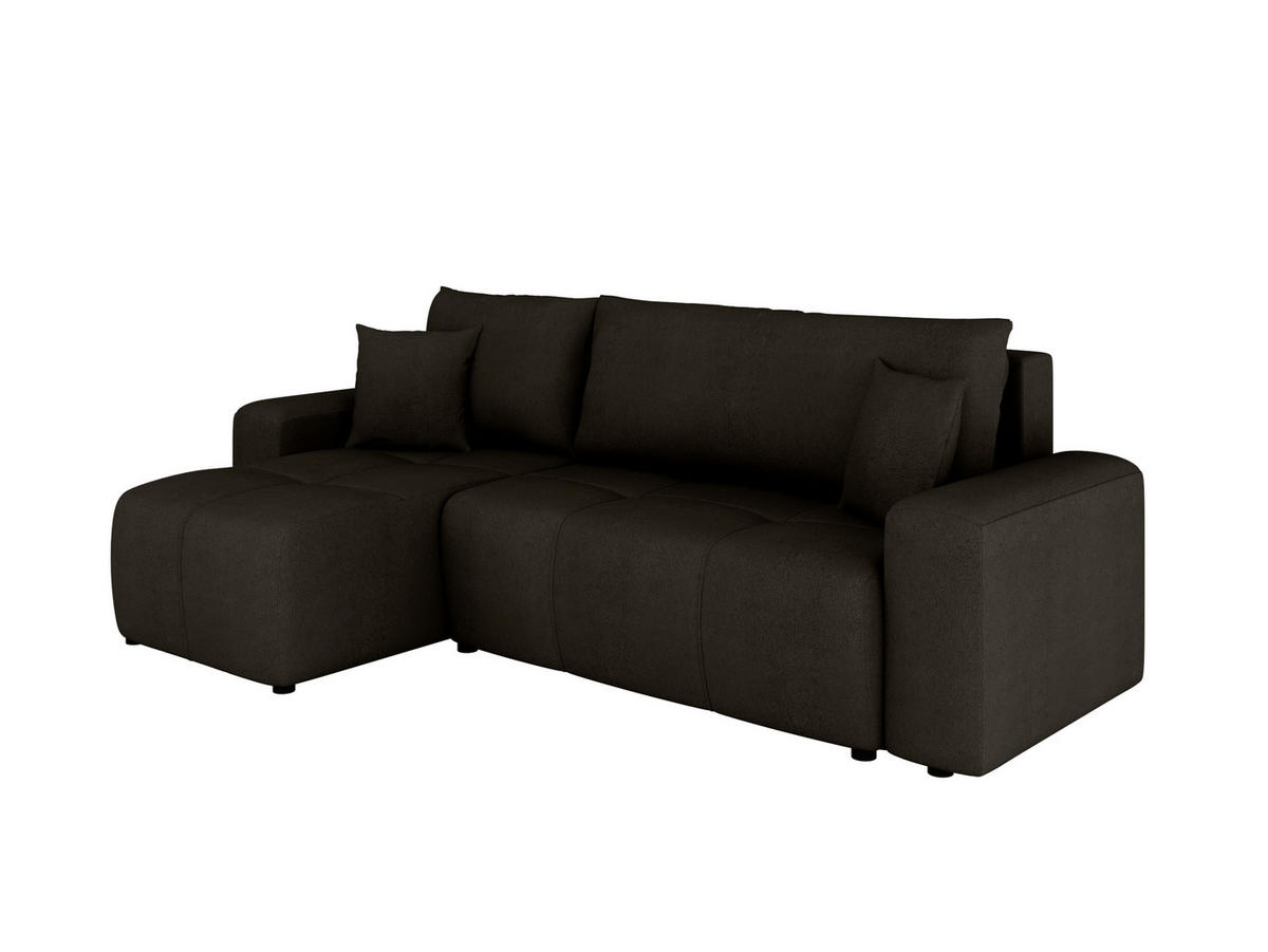 ECKSOFA Nolani mit Schlaffunktion & Bettkasten – Modern & Bequem - Schwarz, Kunststoff (248/145cm) - Panda Möbel
