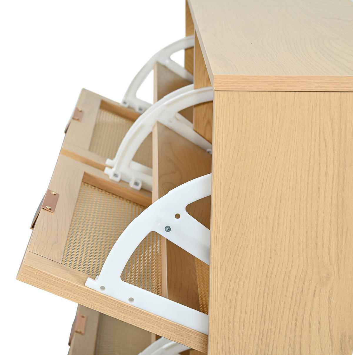 SCHUHSCHRANK aus Spanplatte 100x25x90cm in Eichefarben mit 4 Klappschubladen - Eichefarben, Holzwerkstoff (100/90/25cm) - Modfu