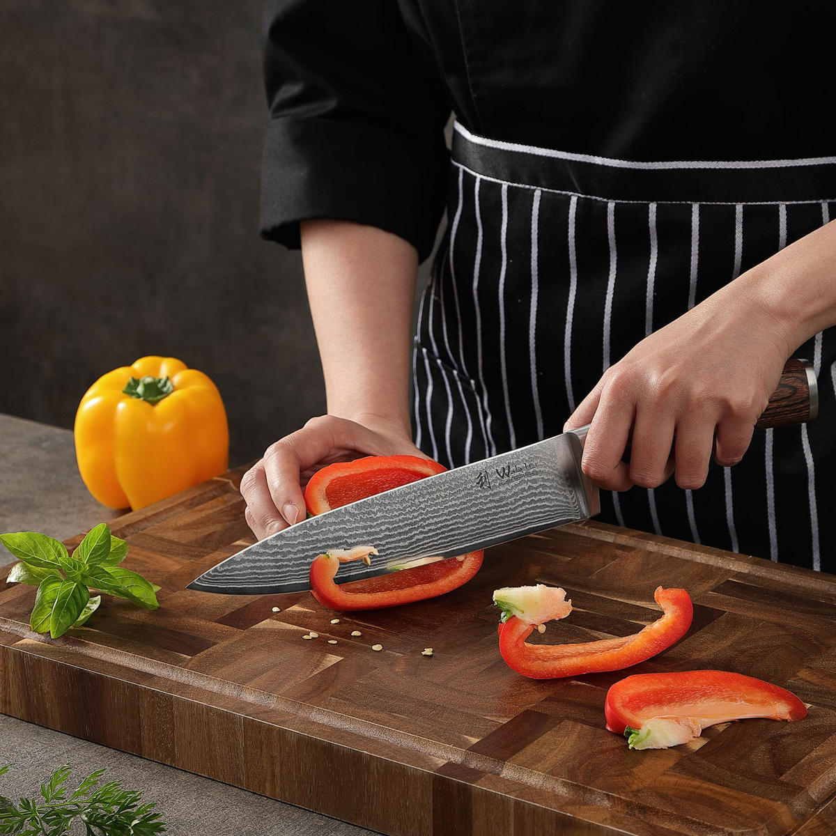 DAMASTMESSER Set I EDIB - Braun, Holz/Metall - Wakoli