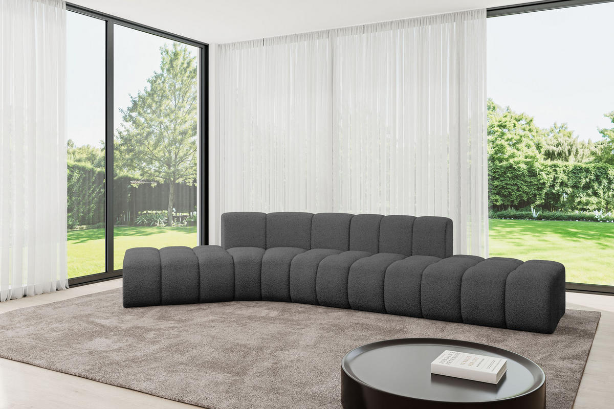 ECKSOFA modulares Sofa Solven-L1 - 380x174x70 cm Grau - Grau, Holzwerkstoff/Textil (380/174cm) - ALTDECOR