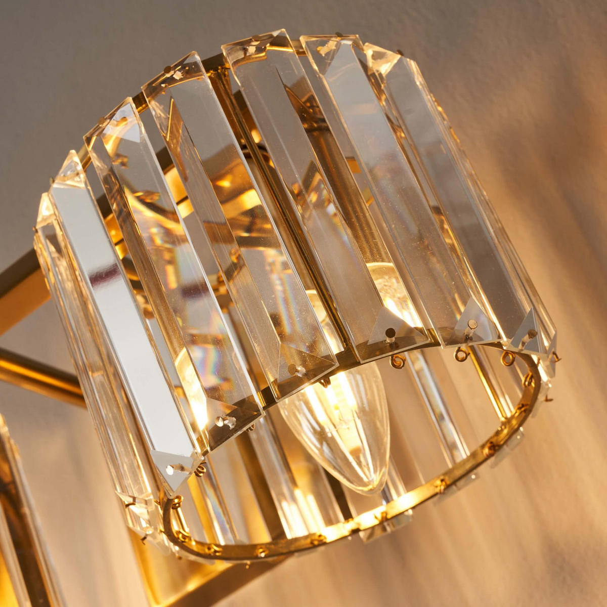 WANDLEUCHTE Orivania, Transparent und Goldfarben, 35cm - Goldfarben, Glas (35/15/35cm) - KOSILUM