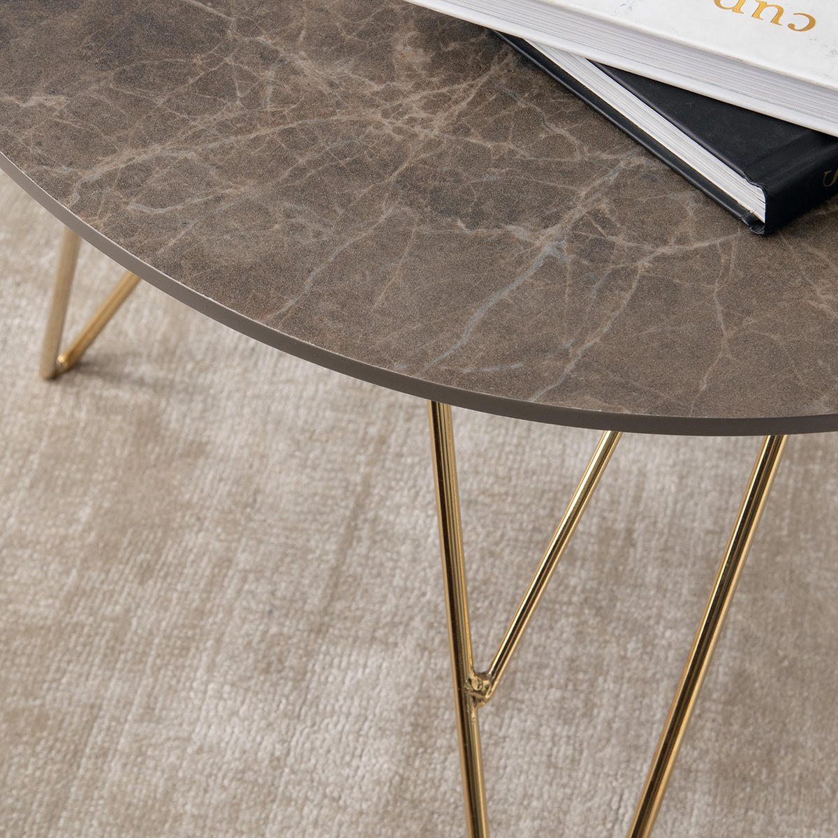 COUCHTISCH - Marmor Braun Dekor / Gold - Braun, Holzwerkstoff/Metall (40/60/38cm) - home24