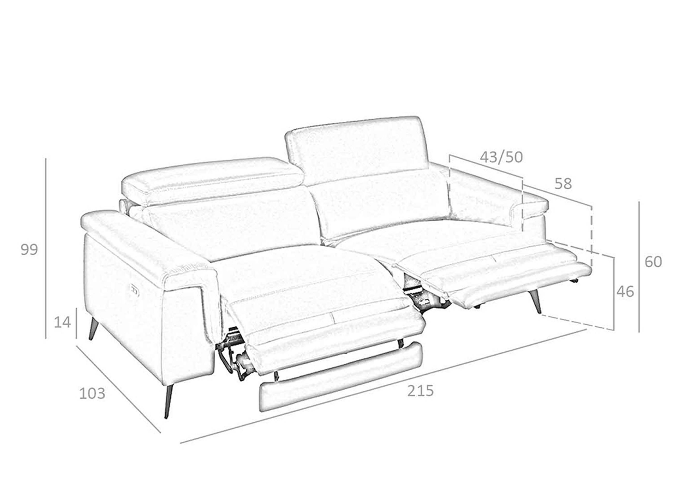 SOFA 3-SITZER Cognacbraun Schwarz 215/103/99 cm - Schwarz/Braun, Leder (215/99/103cm) - ANGEL CERDA
