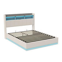 POLSTERBETT 140x200 cm mit Ladefunktion und Stauraum – Samt in Beige - Beige, Holz/Metall (140/200cm) - PARAFTA HOME