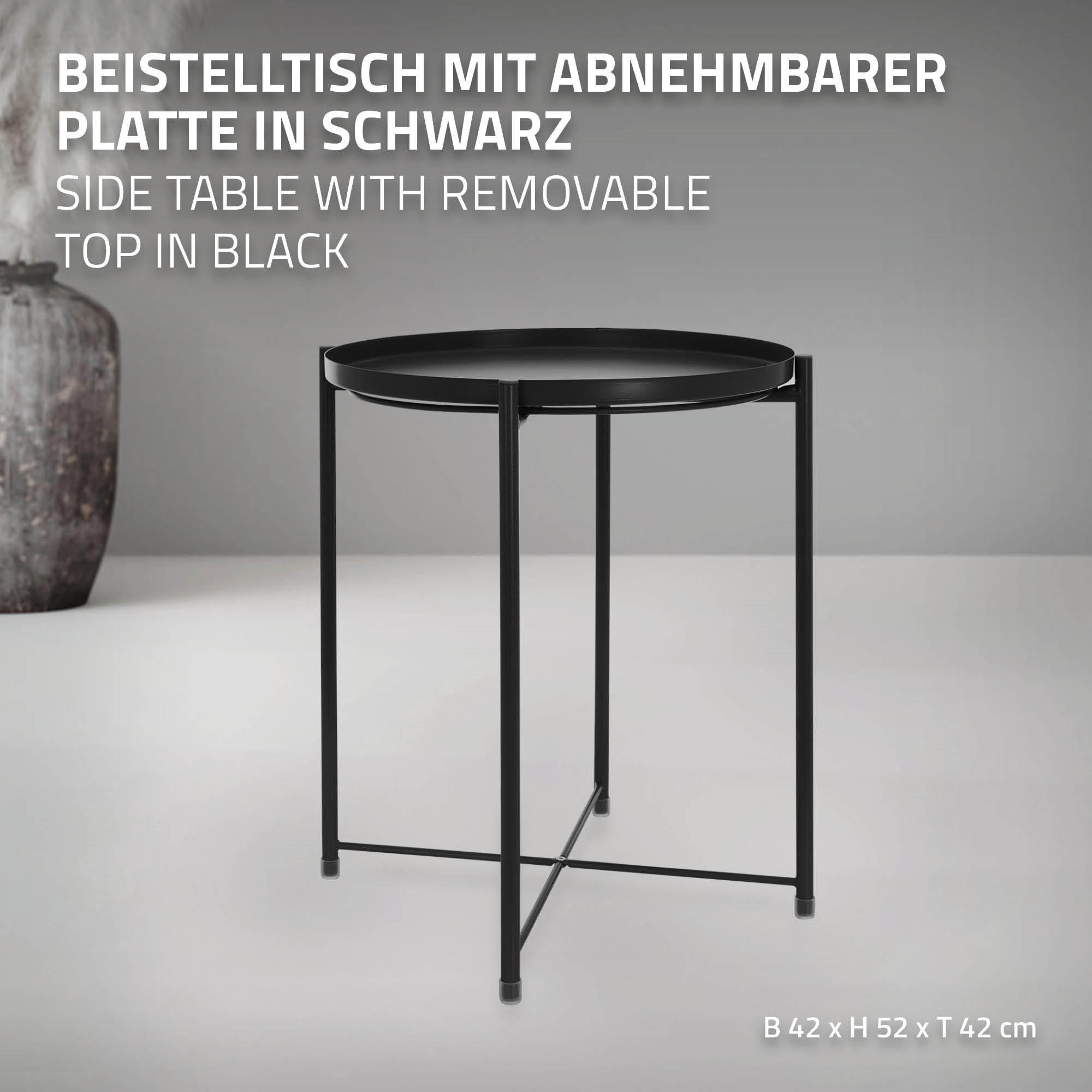BEISTELLTISCH Rund Schwarz 45/52 cm - Schwarz, Metall (52/45/52cm) - ML-DESIGN