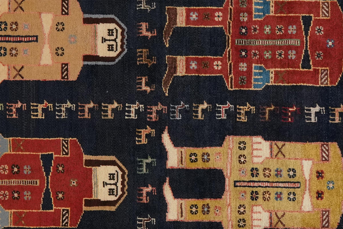 TEPPICH Gashgai Blau 162/110 cm Schurwolle - Blau, Textil (110/162cm) - Looma