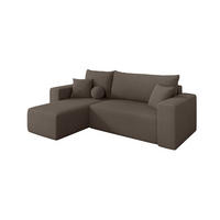 ROHOVÁ SEDAČKA s funkcí spaní, otoman vlevo SENO-L 249x139x85 hnědá bouclé - černá/hnědá, kompozitní dřevo/textil (249/139cm) - ALTDECOR