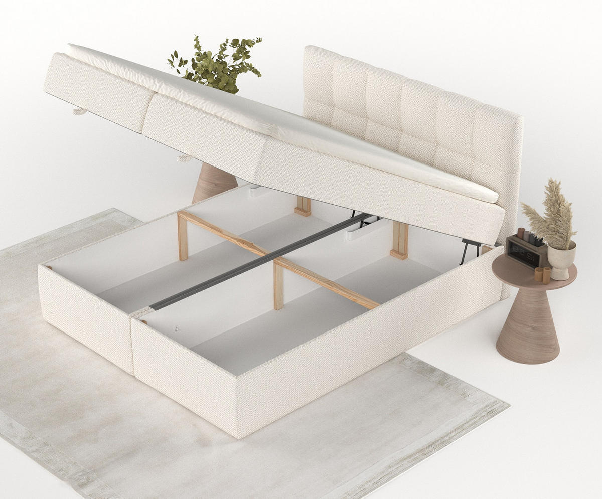 BOXBETT Shay Creme 140/200 cm - Creme/Schwarz, Holz/Holzwerkstoff (140/200cm) - Maison de Reve