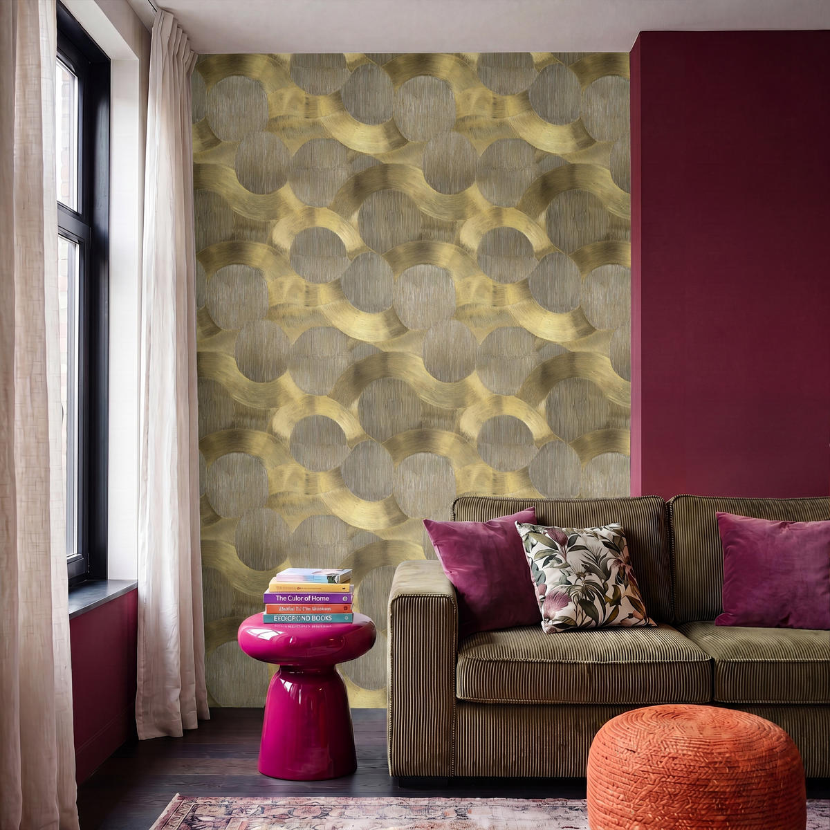 TAPETE - Modern - Geometrisch - Gold - 180x260 cm - Goldfarben, Papier (180/260cm) - OnlyWow