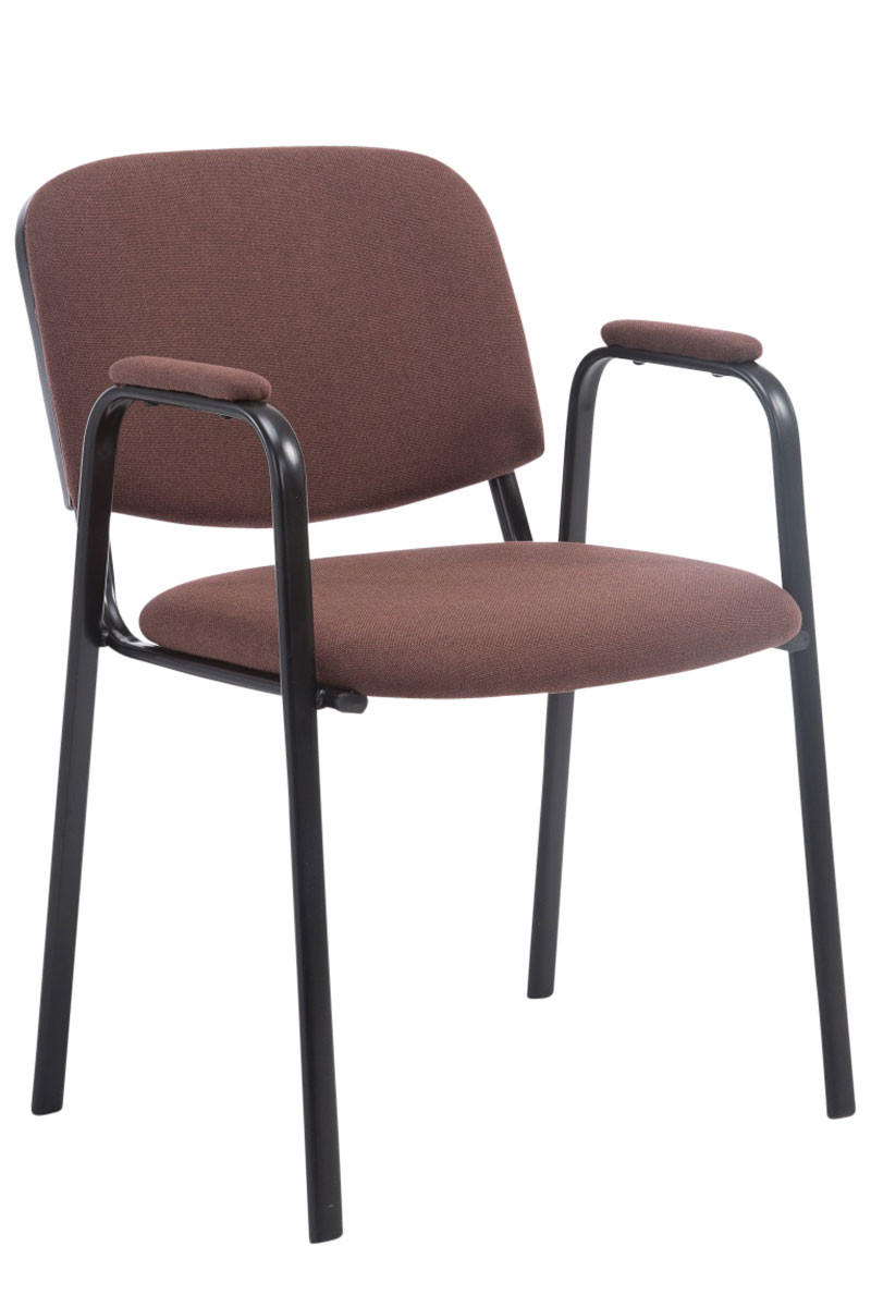 BESUCHERSTUHL Keen Pro, Stoffbezug mit Armlehne - Gestell Schwarz / Bezug Braun - Schwarz/Braun, Textil/Metall (53/79/53cm) - TPFLiving