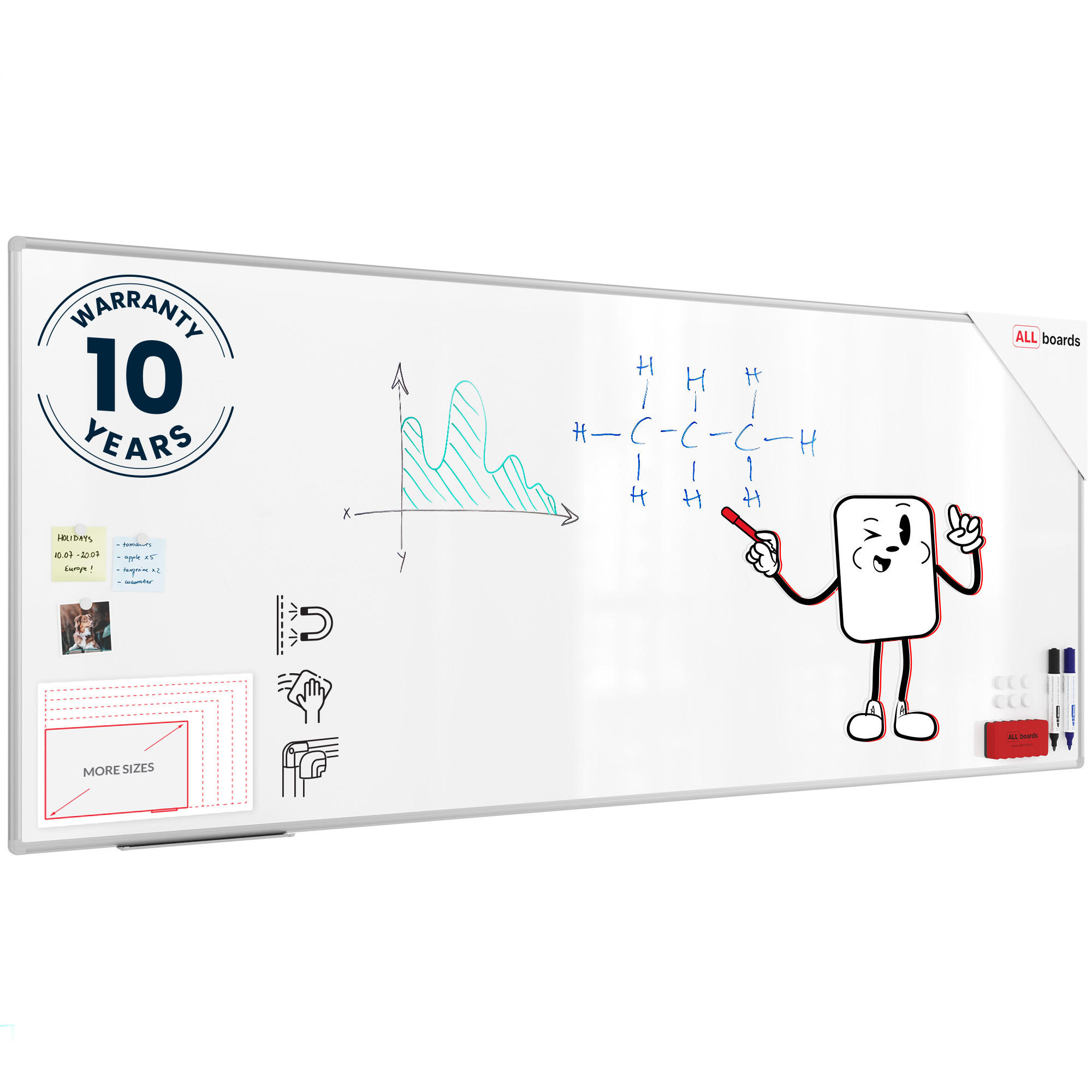 MAGNETISCHES Whiteboard - PREMIUM EXPO Alurahmen 240x100cm - Weiß, Metall (240/100/1.6cm) - ALLboards