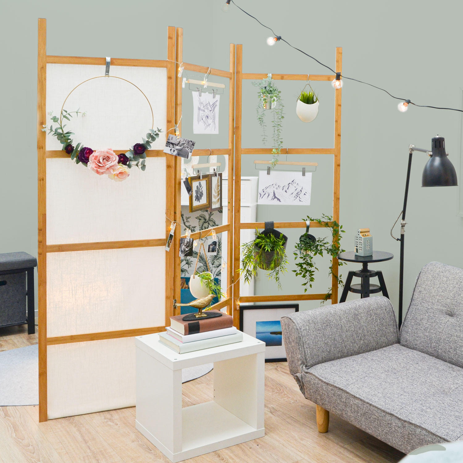 BAMBUS-RAUMTEILER 180x180 cm Faltbar - Braun, Holz (180/1.5/180cm) - Dunedesign