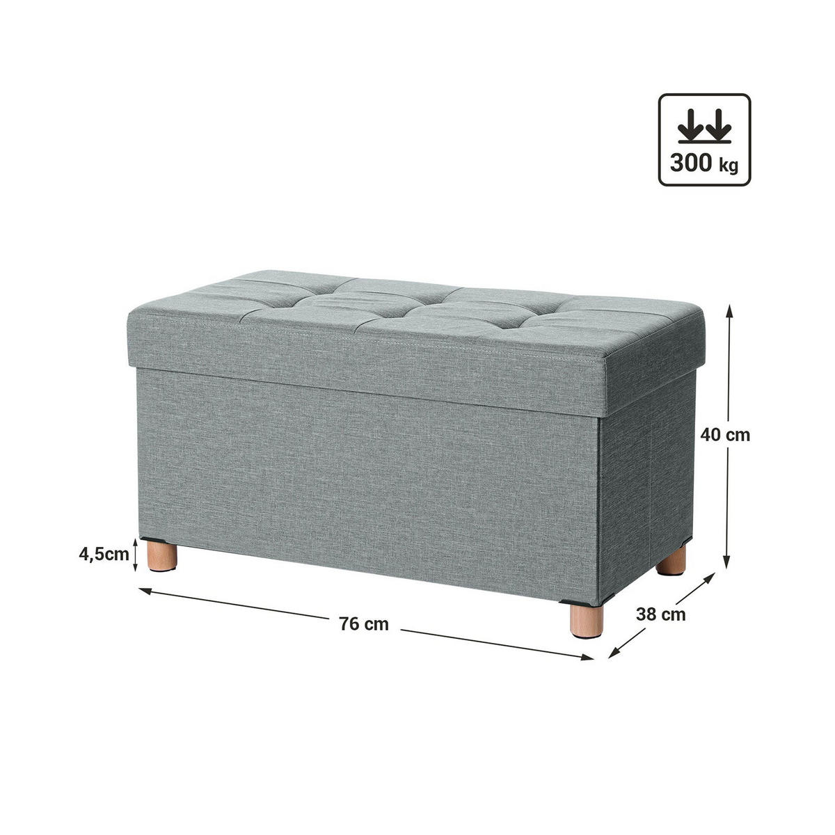SITZHOCKER - Hellgrau, Holzwerkstoff (38/40/76cm) - Hansiro