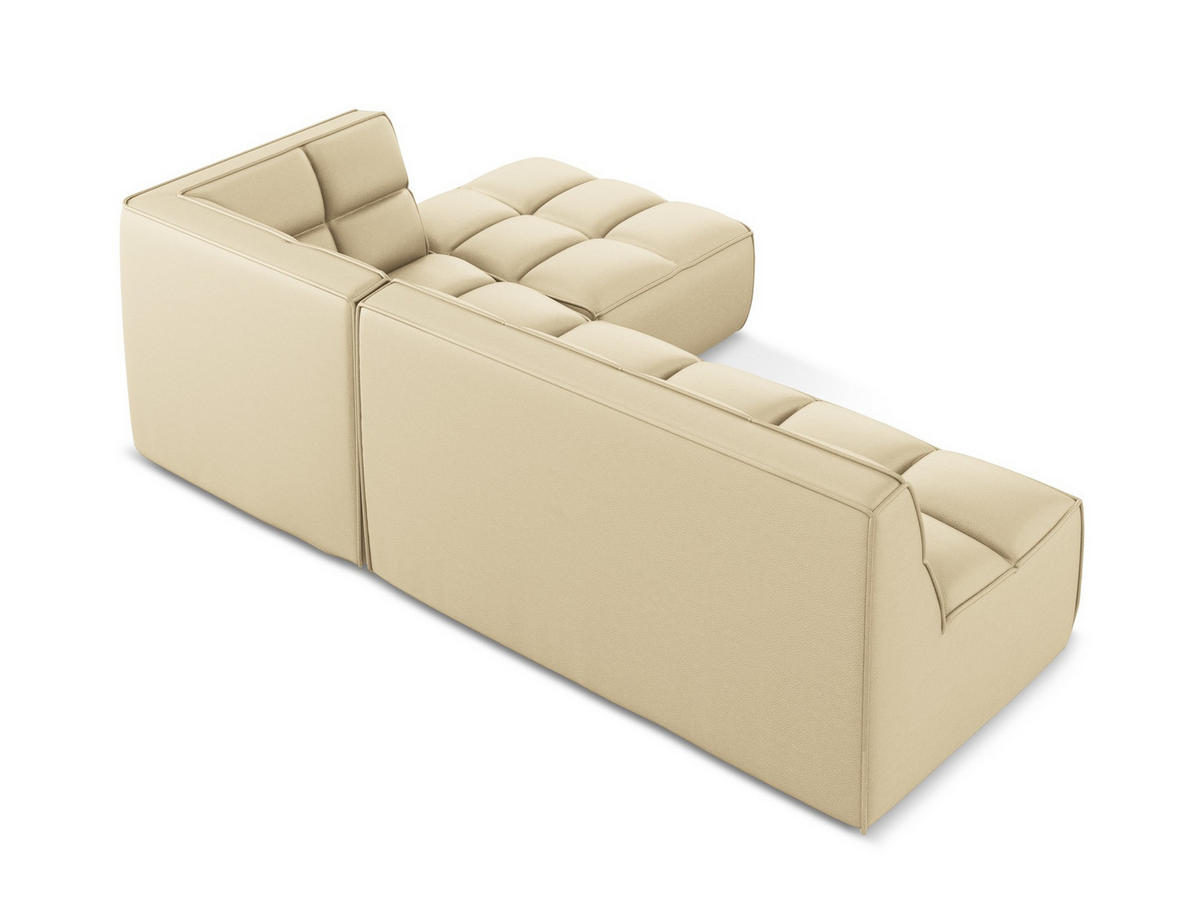 ECKSOFA Beidseitig Kunstleder Beige - Beige/Schwarz, Leder/Kunststoff (258/178cm) - Makamii