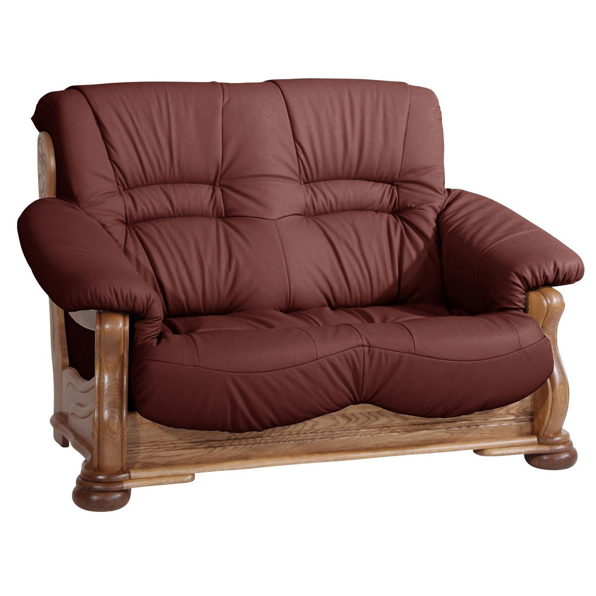 SOFA 2-Sitzer Katlin Bezug Echtleder Eiche rustikal P43 / rot - Rot, Leder (148/95/95cm) - 58aufmkessel
